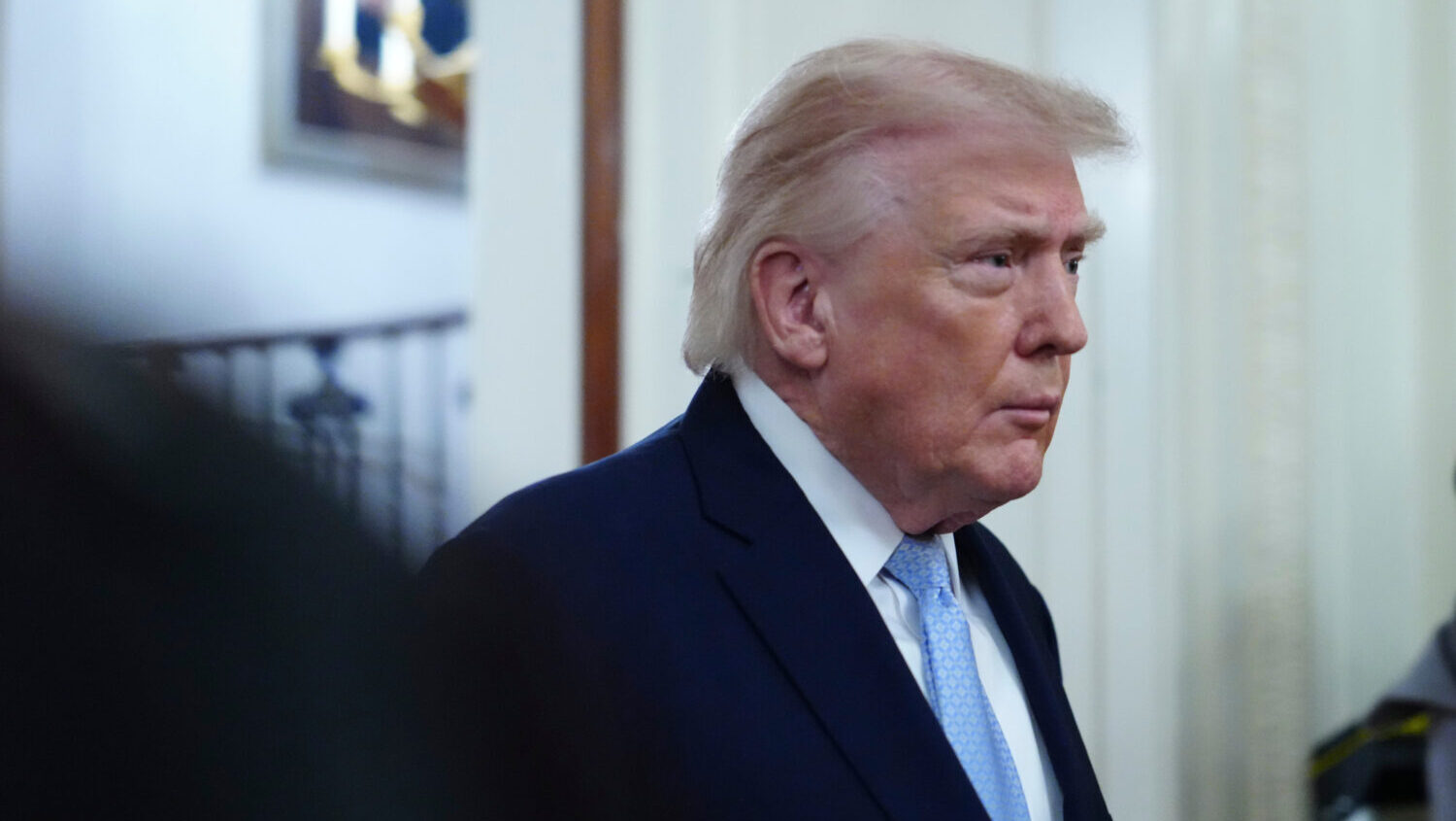 President Donald Trump arriving to speak at the Commander-in-Chief's Trophy presentation with the N...