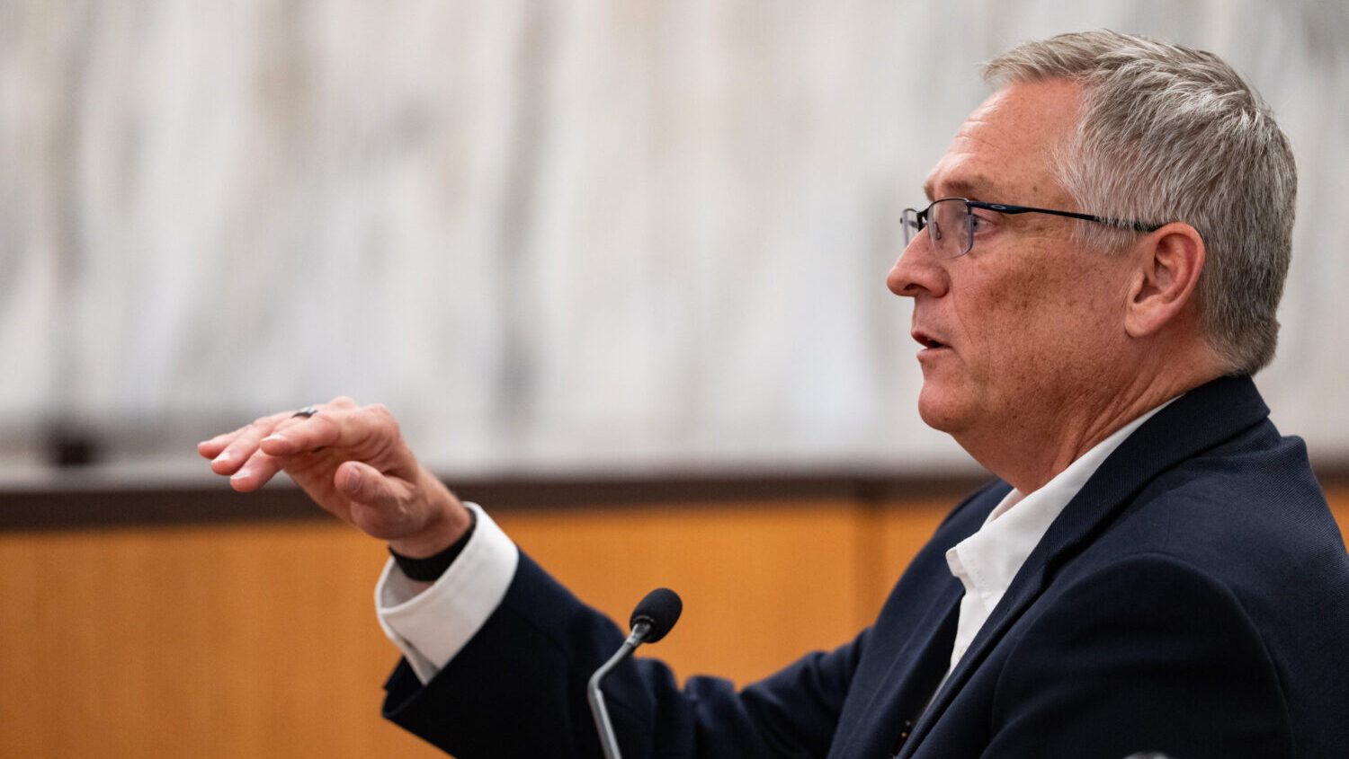 Camp Mystic night watchman Glenn Juenke testifies during a hearing on a suit against Camp Mystic in...
