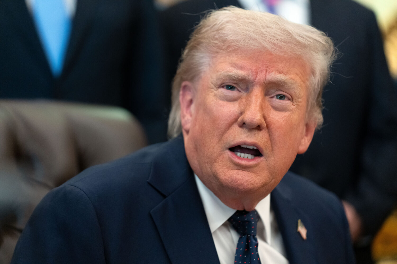 President Donald Trump speaks during an event on health care affordability in the Oval Office at th...