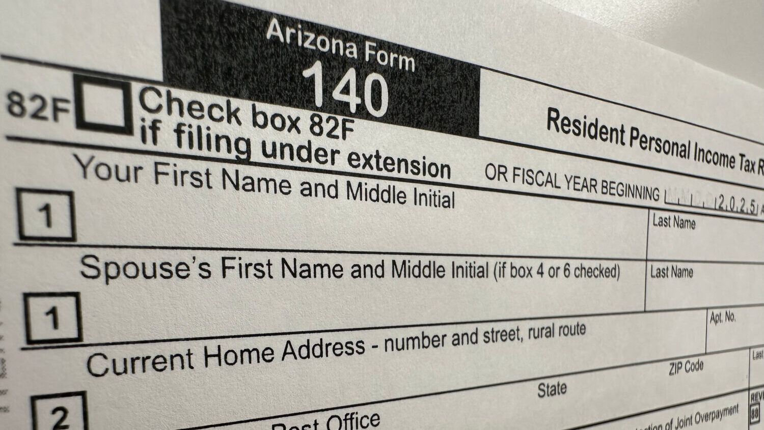 An Arizona state personal income tax form is shown Tuesday, April 7, 2026, in Jefferson City, Mo....