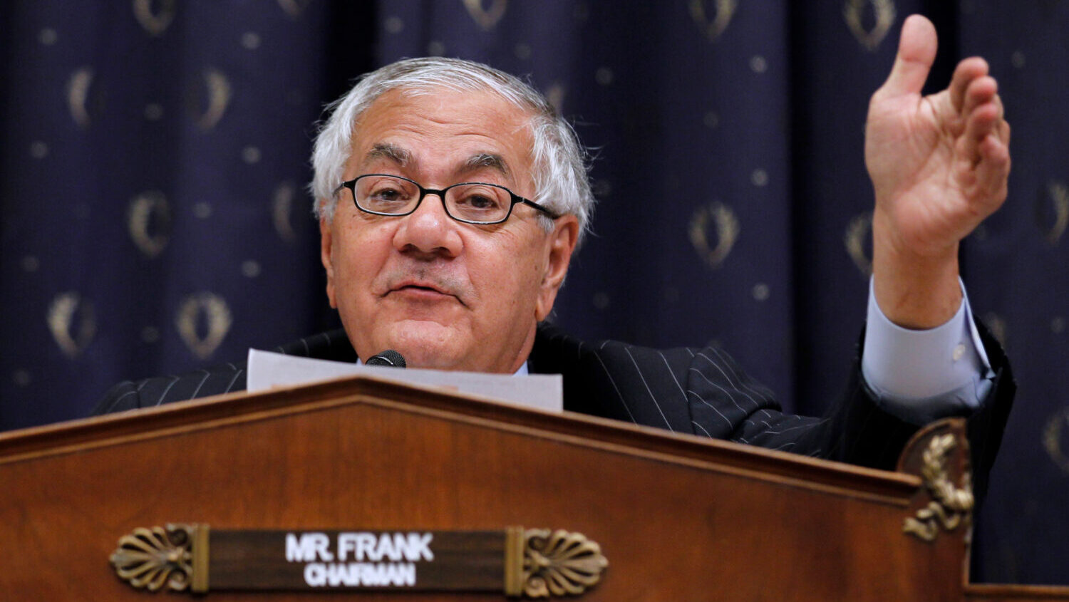 FILE - House Financial Services Committee Chairman Rep. Barney Frank, D-Mass., speaks on Capitol Hi...